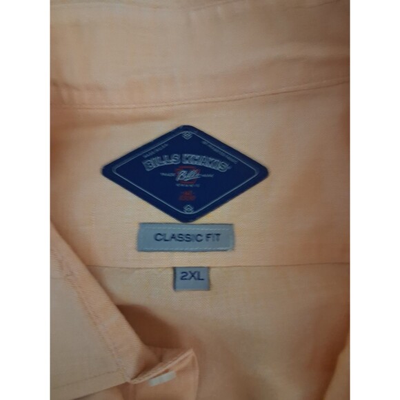 Bills Khakis Shirt Mens 2XL Linen Blend Roll Tab Long Sleeves Orange Pockets XXL - Picture 4 of 8